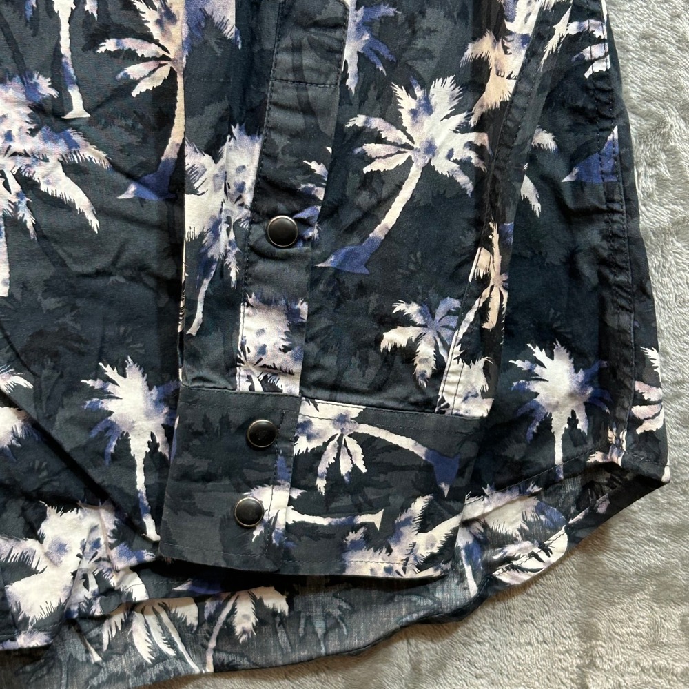 Rock & Roll Denim Mens Large Palm Tree Western Snap Shirt Modern Fit B2S9412 - Picture 5 of 11